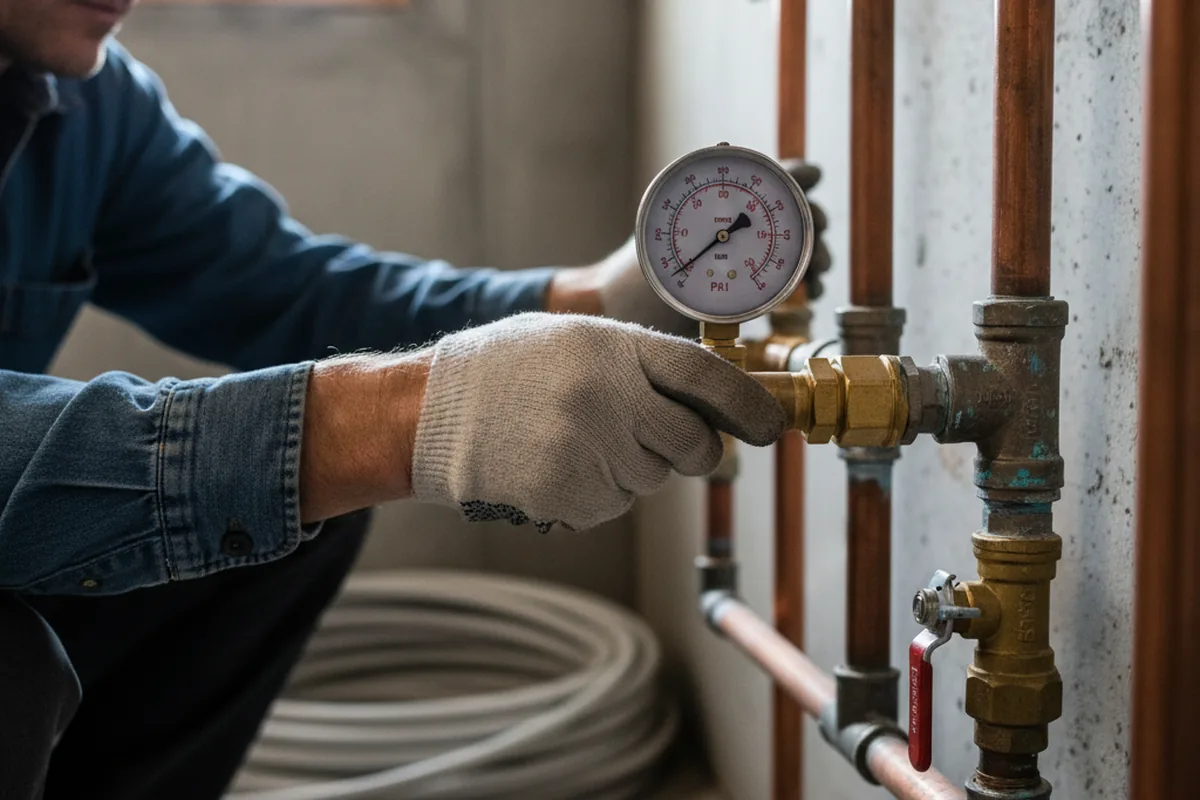 Pressure testing a repaired line during Water Line Repair in Kelayres